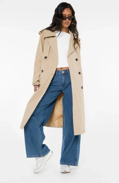Princess Polly Westwind Trench Coat In Natural