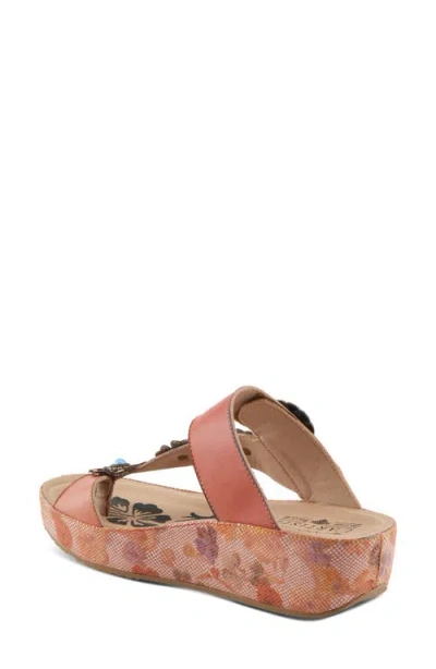 L'artiste By Spring Step Blissbloom Platform Wedge Flip Flop In Peach