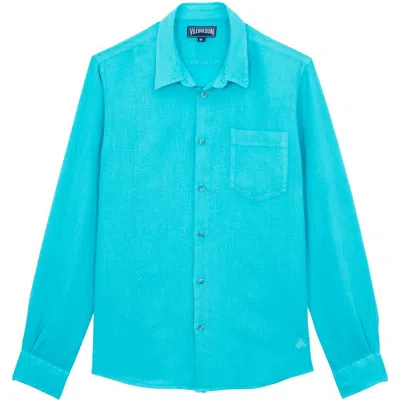 Vilebrequin - Caroubis Linen Long Sleeved Shirt In Santorini Blue Crsh9u10