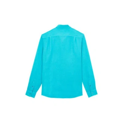 Vilebrequin - Caroubis Linen Long Sleeved Shirt In Santorini Blue Crsh9u10