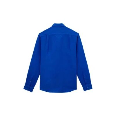 Vilebrequin Linen Embroidered Caroubis Shirt In Blue