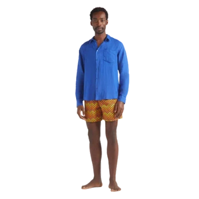 Vilebrequin Linen Embroidered Caroubis Shirt In Blue