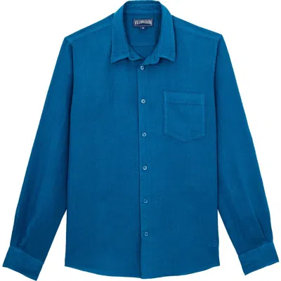Vilebrequin Caroubis Linen Shirt In Blue