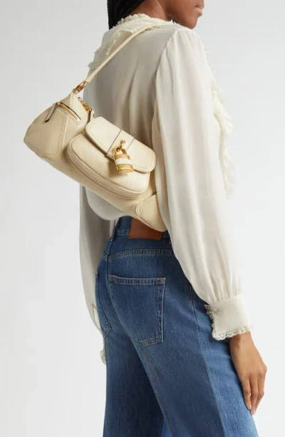 Chloé Sac Porté Épaule The 99 En Cuir Grainé Femme Beige Taille Onesize 100% Cuir De Veau In Sweet Beige