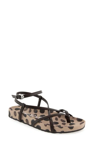 Aerosoles Leera Ankle Strap Flat Sandal In Java Spotted Print Leather