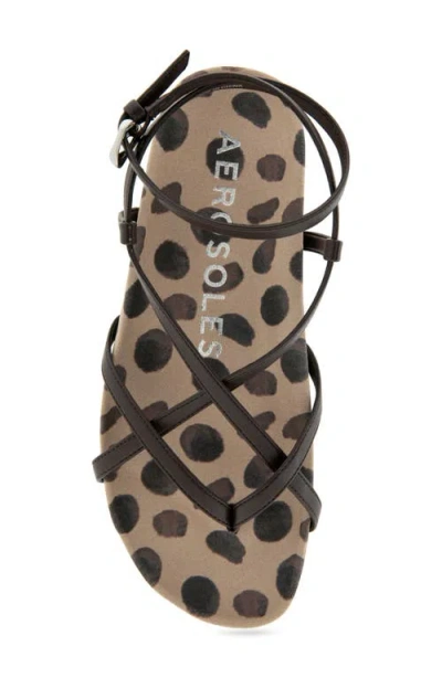 Aerosoles Leera Ankle Strap Flat Sandal In Java Spotted Print Leather