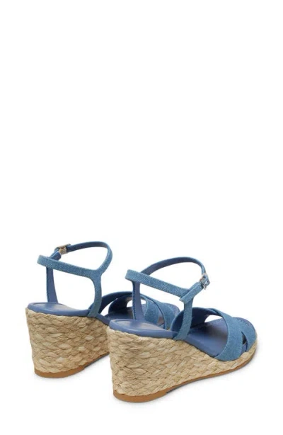 Stuart Weitzman Dayna Denim Crisscross Wedge Espadrilles In Washed/natural