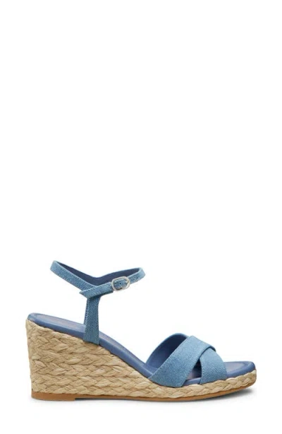 Stuart Weitzman Dayna Denim Crisscross Wedge Espadrilles In Washed/natural