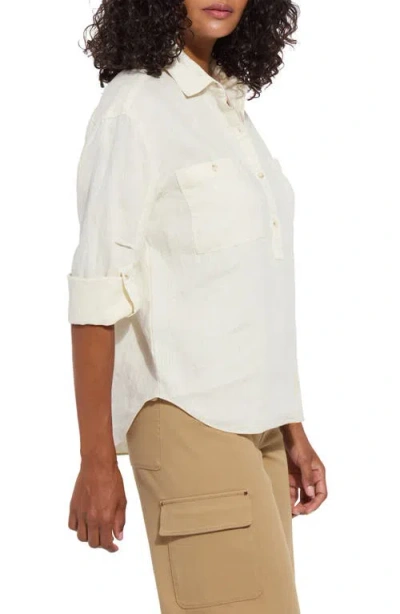 Lyssé Rose Roll Tab Linen Utility Shirt In Neutral