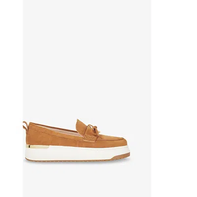 Dune Womens  Glide Flatform Casual Suede Loafers In Tan Suede