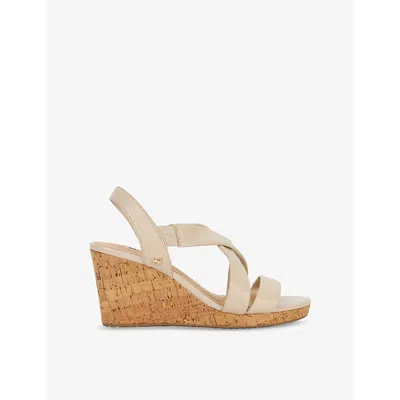 Dune Womens  Kamies Cork Leather Wedge Sandals In Ecru Leather