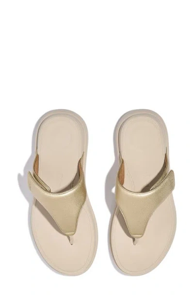 Fitflop F-mode Go Adjustable Platform Flip Flop In Platino