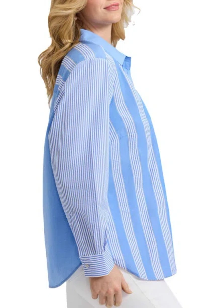 Foxcroft Mix Stripe Button-up Shirt In Blue Multi