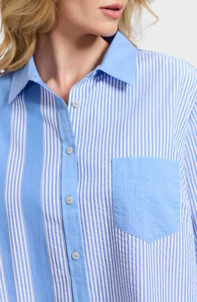 Foxcroft Mix Stripe Button-up Shirt In Blue Multi