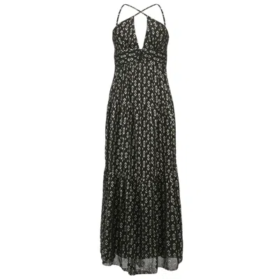 Smart And Joy Women's Tiered Panels Backless Strappy Maxi Dress - Black In Black