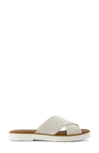 Toms Mae Crisscross Slide Sandal In Champagne Metallic Suede