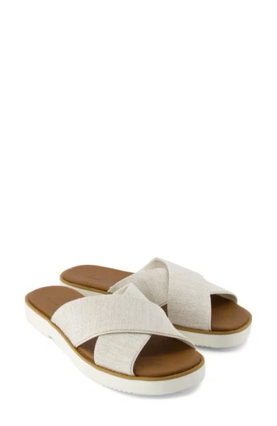 Toms Mae Crisscross Slide Sandal In Champagne Metallic Suede