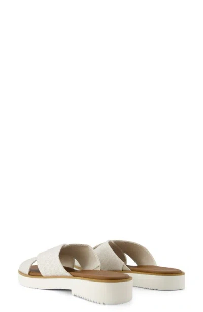 Toms Mae Crisscross Slide Sandal In Champagne Metallic Suede