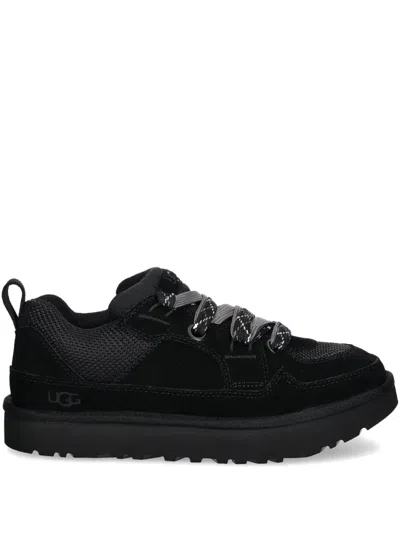 Ugg Lo Lowmel Suede Lace Up Trainers In Black