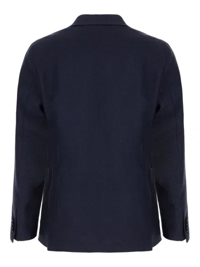 Tagliatore Blazer Wool Blend Textured Fabric In Blue