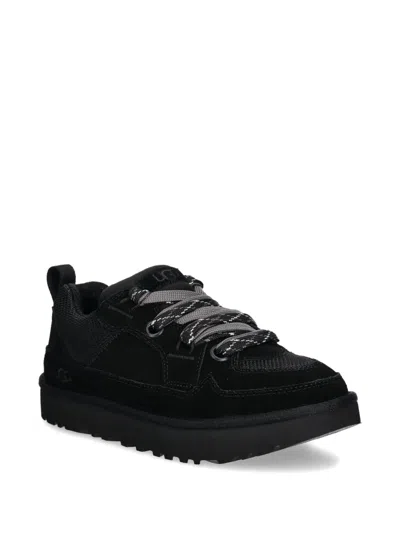 Ugg Lo Lowmel Suede Lace Up Trainers In Black