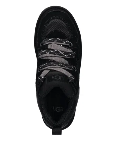 Ugg Lo Lowmel Suede Lace Up Trainers In Black