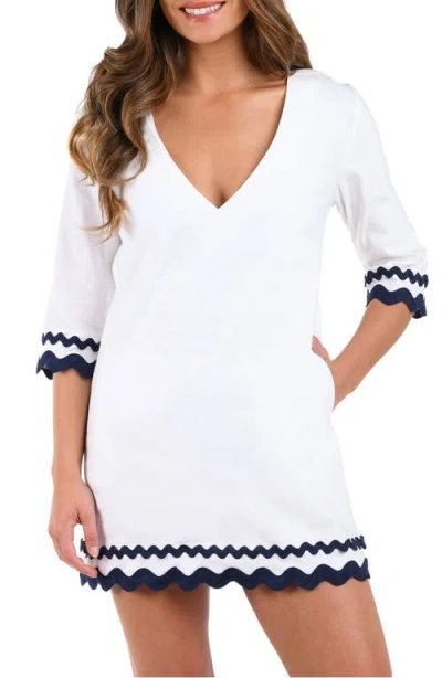 La Blanca Poolside V-neck Tunic Coverup In White