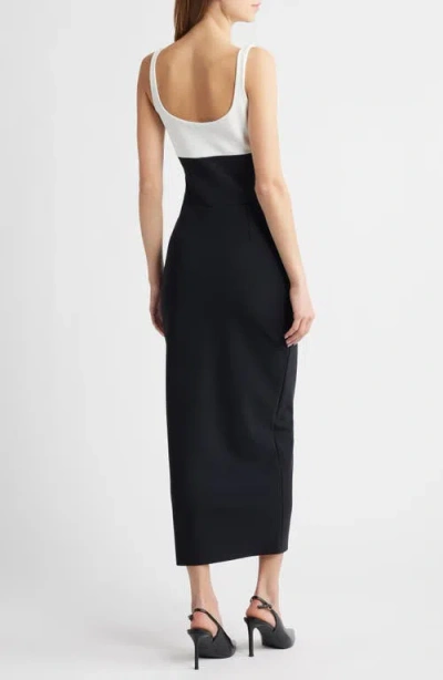 Chiara Boni La Petite Robe Color Blocked Square Neck Midi Dress In Multi