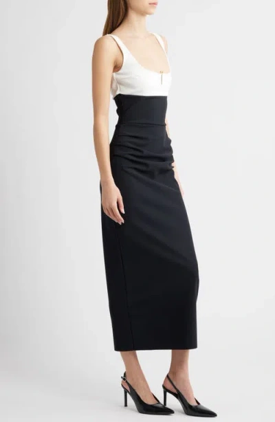 Chiara Boni La Petite Robe Color Blocked Square Neck Midi Dress In Multi