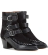Isabel Marant Dickey Suede And Leather Ankle Boots In Llack