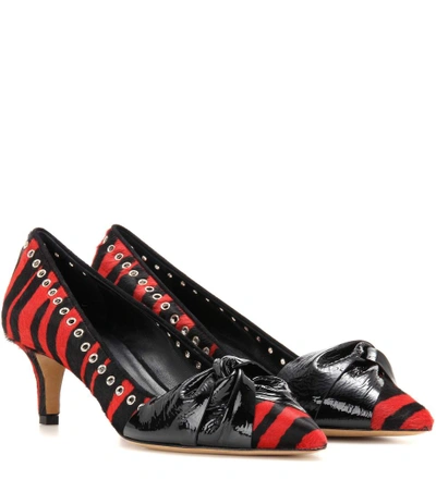 Isabel Marant Panely Embellished Calf Hair Pumps In Red