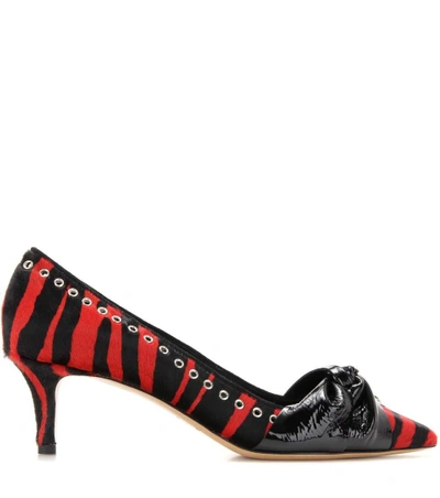 Shop Isabel Marant Panely Embellished Calf Hair Pumps In Red