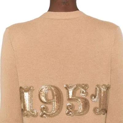 Max Mara Cashmere-wool Blend Villar Cardigan With Sequin Motif In Brown