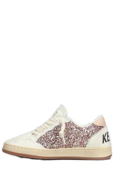 Golden Goose Ball Star Glitter Leather Sneakers In White