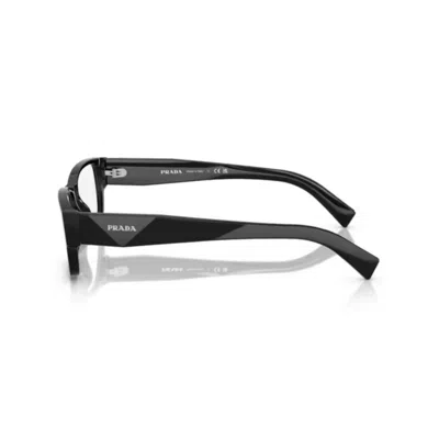 Prada 57mm Rectangular Optical Glasses In Black