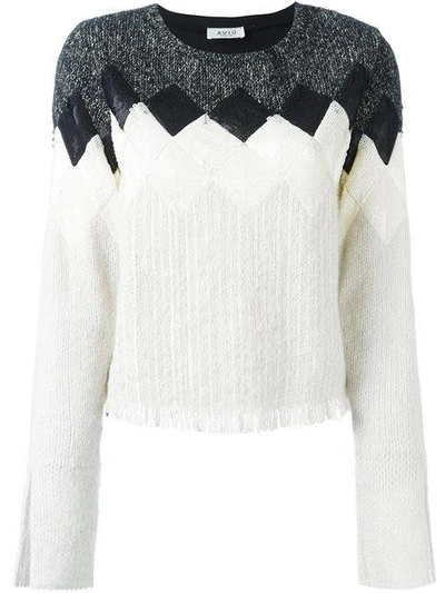 Shop Aviu Aviù Geometric Pattern Knitted Blouse - White