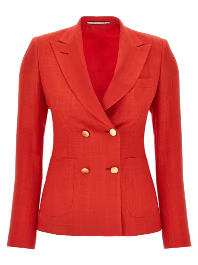 Tagliatore Double-breasted Blazer With Structured Shoulders In Red