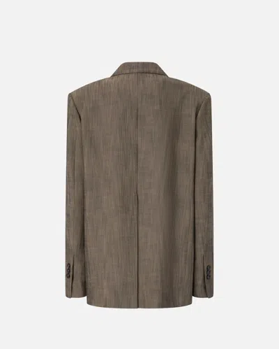 Pinko Canvas Blazer Jacket With Buttons In Marron - Teck