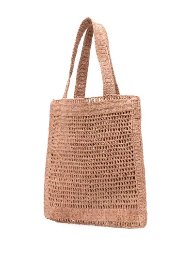Chloé Chloe Women Antiqued Pink Raffia Estate Banana Shopping Bag In Pattern