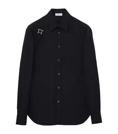 Alexander Mcqueen Metal Detail Long Sleeves Point Collar In Black