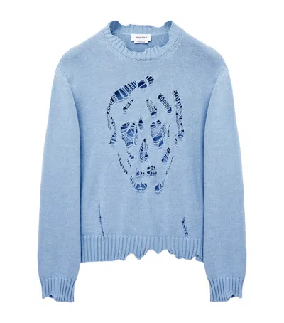 Alexander Mcqueen Mcqueen Skull Sweater In Blue