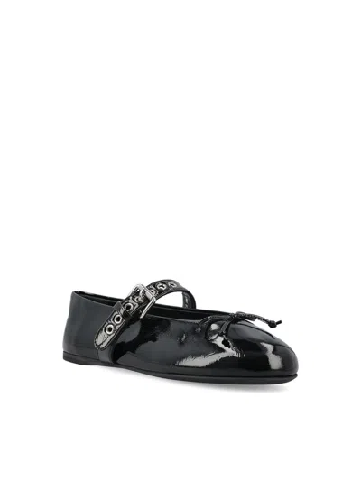 Miu Miu Leather Mary Jane Ballerina Flats In Black