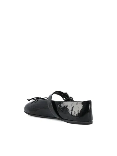Miu Miu Leather Mary Jane Ballerina Flats In Black