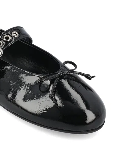 Miu Miu Leather Mary Jane Ballerina Flats In Black