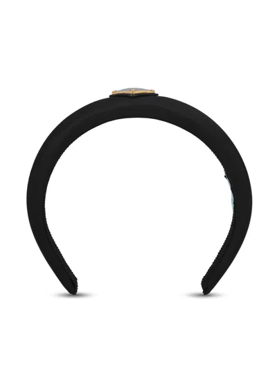 Prada Re-nylon Triangle-logo Headband In Black