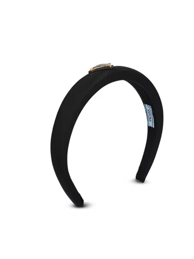 Prada Re-nylon Triangle-logo Headband In Black