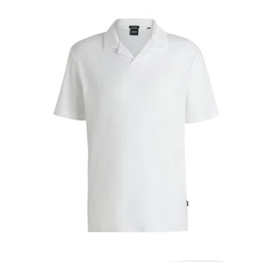 Hugo Boss Boss Cotton And Linen Polo Shirt In White