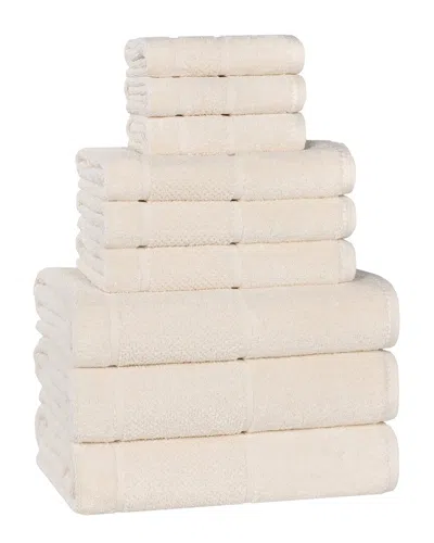 Superior Mile Smart Twist Cotton Medium Weight Solid Broad Border 9pc Towel  Set