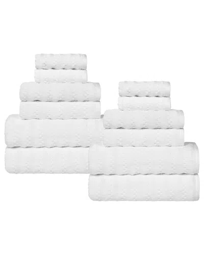 Superior Zuma Zero Twist Cotton Medium Weight Soft Absorbent 12pc Towel Set