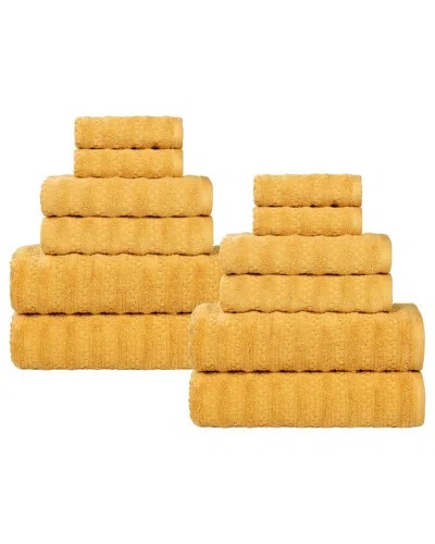 Superior Zuma Zero Twist Cotton Medium Weight Soft Absorbent 12pc Towel Set